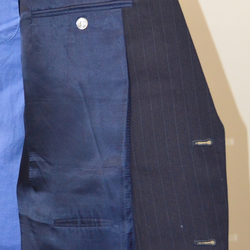 Karoll’s 42L Sport Coat Blazer Suit Jacket Navy Pi - Picture 6 of 8